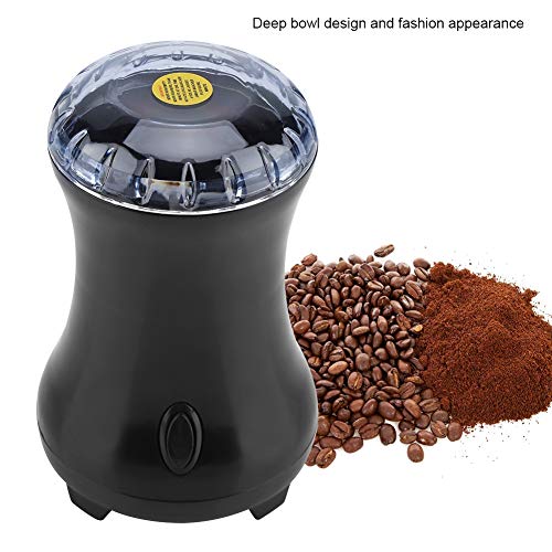 Molinillo de café, Mini molinillo de café para el hogar Molino de café sin ruido Especias de pimienta Máquina de molienda de nueces de hierba Diseño One Touch (enchufe de la UE 220-240V)(Negro)