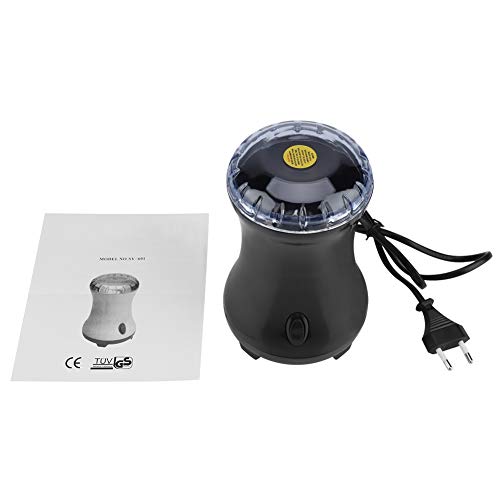 Molinillo de café, Mini molinillo de café para el hogar Molino de café sin ruido Especias de pimienta Máquina de molienda de nueces de hierba Diseño One Touch (enchufe de la UE 220-240V)(Negro)