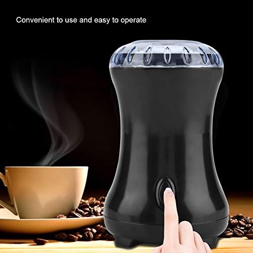 Molinillo de café, Mini molinillo de café para el hogar Molino de café sin ruido Especias de pimienta Máquina de molienda de nueces de hierba Diseño One Touch (enchufe de la UE 220-240V)(Negro)