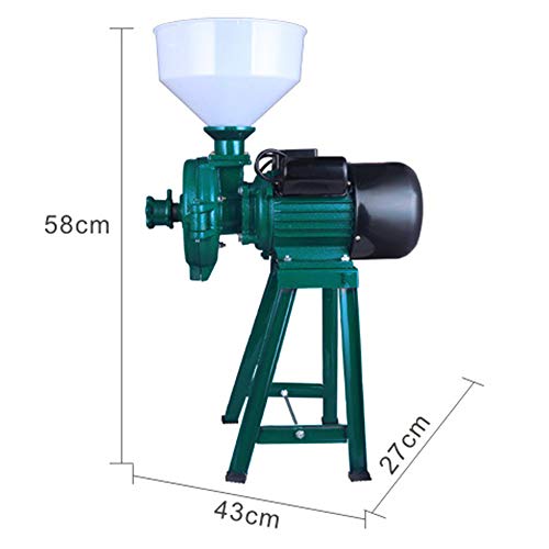 Molino de Harina/Alimentación Eléctrica de 1500W Máquina Trituradora de Cereales Secos + Embudo Arroz Grano de Maíz Grano Café Molino de Alimentación de Trigo Molino de Cereales Secos y Húmedos(Verde)