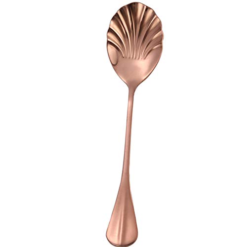 Monbedos - Cucharas de postre de acero inoxidable con diseño de conchas y cucharas de helado de leche en cuchara de uso común (13,1 cm) oro rosa