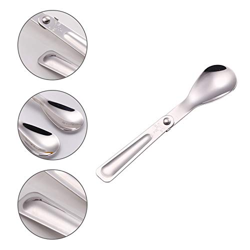 Monbedos - Cucharas de postre plegables de acero inoxidable, resistentes al óxido, para café, leche, helado, cuchara de uso común, 15,4 cm