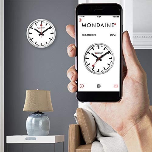 Mondaine Reloj Pared Inteligente en Color Plata, MSM.25S10, 25 CM