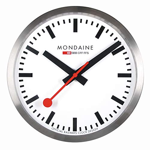 Mondaine Reloj Pared Inteligente en Color Plata, MSM.25S10, 25 CM