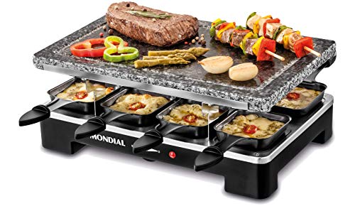 Mondial SG01 Le Gourmet Plancha de Piedra + Grill + Raclette, 1400 W, Acero Inoxidable