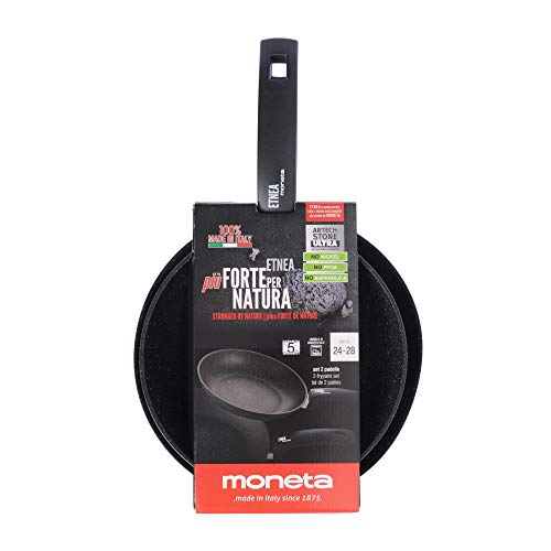 Moneta Etnea, Juego de Sartenes 24+28 cm, Aluminio, Color Negro