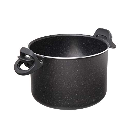 Moneta Etnea, Olla con Tapa de Acero para el drenaje de la pasta, Aluminio, Negro, 22 cm, 4 Litros