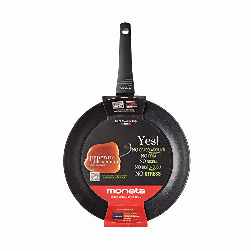 Moneta Yes (Zeus 2.0) Sartén, Aluminio Antiadherente Reforzado, Color Negro, para todo tipo de cocinas incluida inducción, 32 cm