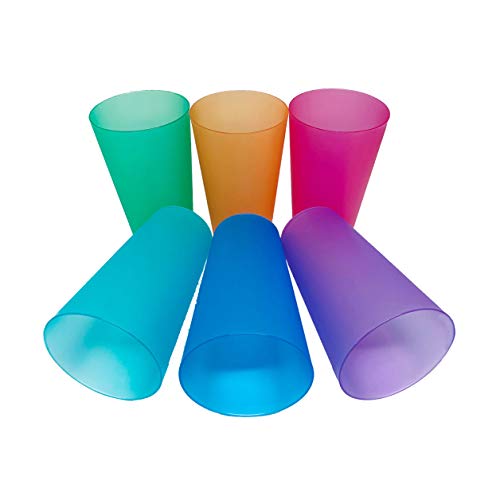 Monteluz - Juego de 18 Vasos de Plástico Reutilizables Duros y Originales - Irrompibles - 330ml Libres de Bpa (Multicolor, 18)