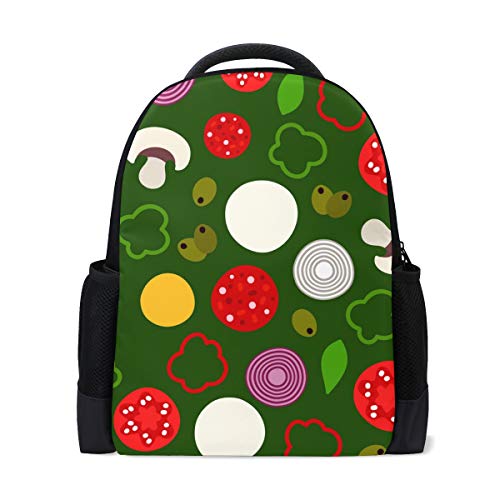 MONTOJ Mochila de Viaje para portátil de poliéster con Ingredientes Coloridos de Pizza