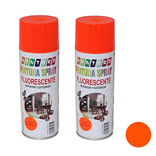 Montoro - Pack de 2 botes de pintura en spray Naranja Fluorescente F202 400 ml