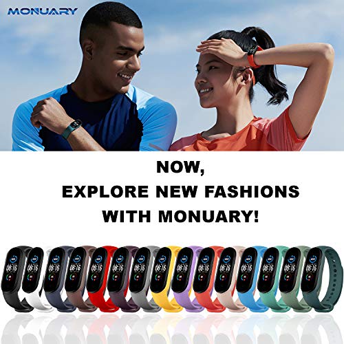 Monuary 15 Piezas Correas para Xiaomi Mi Band 5 Pulsera, Silicona Reloj de Recambio Brazalete Coloridos Correa para Xiaomi Mi Smart Band 5