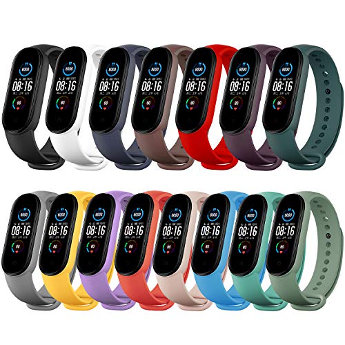 Monuary 15 Piezas Correas para Xiaomi Mi Band 5 Pulsera, Silicona Reloj de Recambio Brazalete Coloridos Correa para Xiaomi Mi Smart Band 5