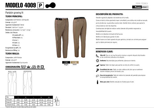 MONZA OBREROL Pantalón Largo Unisex Tipo Deportivo. Color Negro Talla L. Ropa Cocina/Hostelería. Ref: 4009