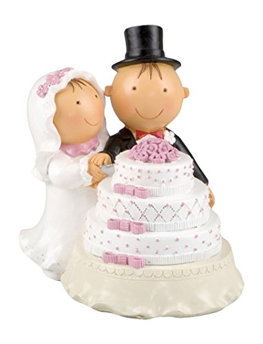 Mopec Figura Pareja de Novios Pit & Pita cortando la Tarta, Blanco Roto