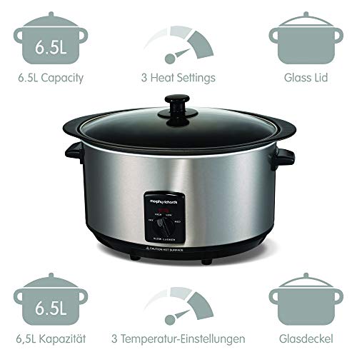 Morphy Richards 48705 290W 6.5L Plata olla de - Cocción lenta (290 W, Plata)