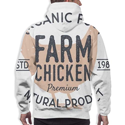 Moshow Signo Retro de Sudadera con Capucha para Hombre con Silueta de Pollo. Póster Retro para Carnicería Sudadera XXL