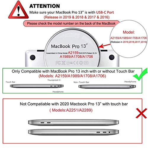 MOSISO Funda Dura Compatible con 2019 2018 2017 2016 MacBook Pro 13 con/sin Touch Bar A2159 A1989 A1706 A1708, Ultra Delgado Carcasa Rígida Protector de Plástico Cubierta, Gris