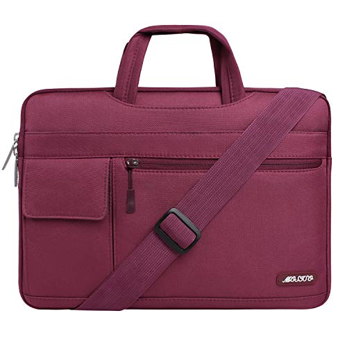 MOSISO Funda Protectora Compatible con 2019 MacBook Pro 16 A2141/15-15.6 Mac Pro Retina/Surface Lenovo HP Acer ASUS de Portátil, Bolsa de Hombro Blanda Maletín Bandolera de Estilo Flap, Vino Rojo