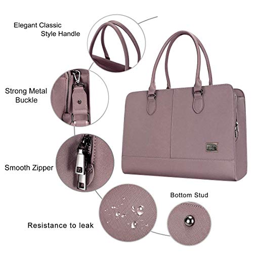 MOSISO Tote Bolsa para Mujer (hasta 13.3 Pulgadas), Resistente al Agua Resistente al Agua PU de Cuero de Gran Capacidad con 3 Compartimentos de Capa Trabajo de Maletín de Hombro de Viaje, Púrpura