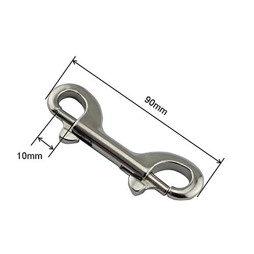 Mosqueton 5PCS 316 de 90 mm de acero inoxidable doble composición Gancho for el buceo Correas for perros Marina Doble Gancho Metal (Color : Silver, tamaño : 90mm)