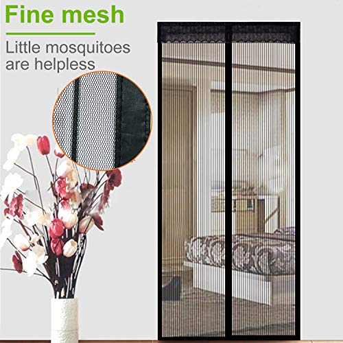 Mosquitera Magnética para Puertas 140 x 240cm Cortina Protección contra Insectos para Puerta de Balcón Sala de Estar Puerta de Patio Pegado sin Taladrar, Negro