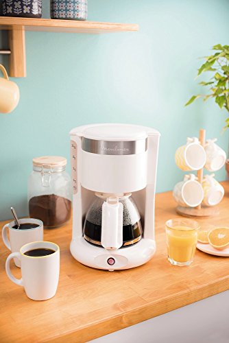 Moulinex Principio Independiente Manual - Cafetera (Independiente, Cafetera de filtro, 1,25 L, De café molido, 1000 W, Acero inoxidable, Blanco)