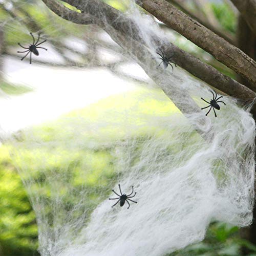 MOULLY 6 Paquetes Telaraña Halloween, Tela de araña 1000 pies Cuadrados con 60 arañas Falsas para Halloween Decoracion Fiesta de Carnaval de Halloween