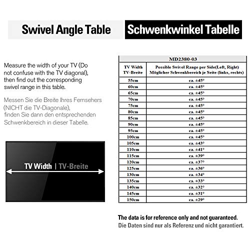 Mounting Dream Soporte de Pared TV Giratorio Inclinable para la Muchos 66cm-140cm (26-55 Pulgadas) LED, LCD, OLED y Plasma Televisores de Pantalla Plana hasta 45kg, MAX. VESA 400x400mm, MD2380-03