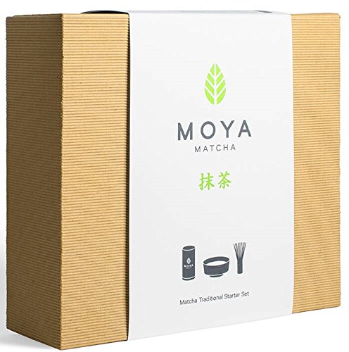 Moya Matcha Té Verde Orgánico Japonés En Polvo Set | 30g Tradicional (II) Paquete de Grado + Bol + Batidor | Tradicional Preparación de té de Grado Starter Kit Básico