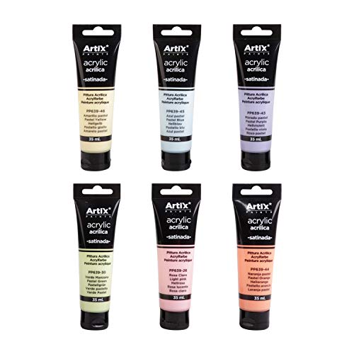 MP - Set de Pinturas Acrílicas ARTIX para Manualidades y Uso Profesional, Colores Pastel - 6 tubos x 35ml