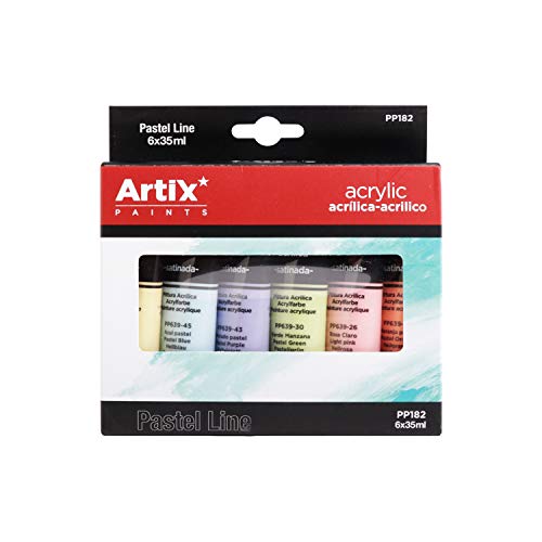 MP - Set de Pinturas Acrílicas ARTIX para Manualidades y Uso Profesional, Colores Pastel - 6 tubos x 35ml