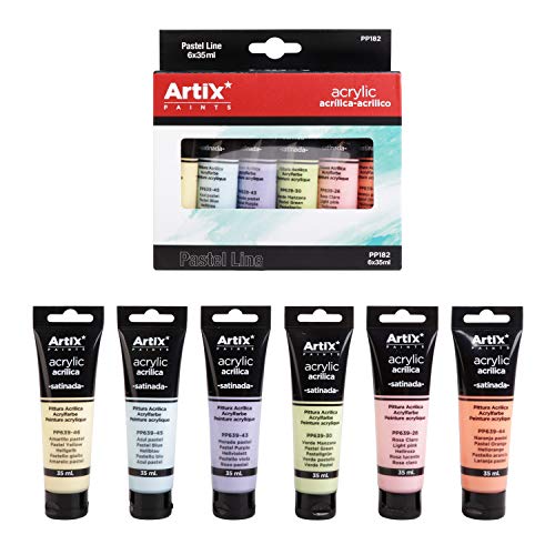 MP - Set de Pinturas Acrílicas ARTIX para Manualidades y Uso Profesional, Colores Pastel - 6 tubos x 35ml