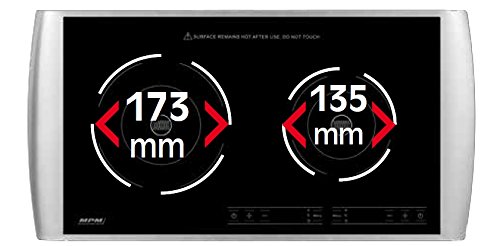 MPM MKE-11 Placa de Inducción portátil Doble, Superficie de Cristal, Control Táctil, 10 Niveles de Potencia, Temporizador, Programable, para sartenes hasta 24cm, 2900 W, 0 Decibeles, Velocidades, Gris