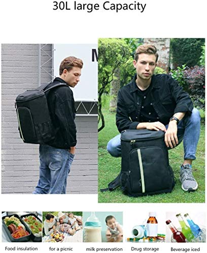 MRXW Aislado Bolso Unisex de Aislamiento Bolsa Nevera de Picnic, isotérmica Viaje de Picnic Hombres Mujeres Gran Capacidad calorífica Mochila Tourit,Negro