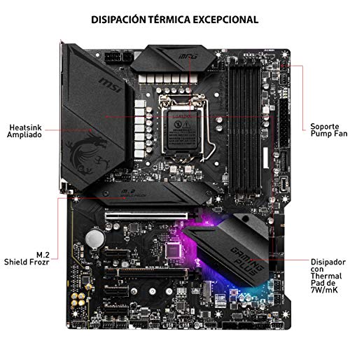 MSI - MPG Z490 Gaming Plus - Placa Base Performance Gaming (10th Gen Intel Core, LGA 1200 Socket, DDR4, CF, Doble Ranura M.2, USB 3.2 Gen 2, 2.5G LAN, DP/HDMI, Mystic Light RGB)