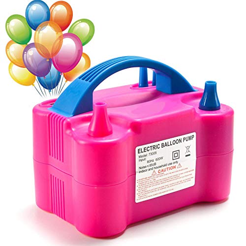 MTKD ® Inflador Eléctrico de Globos, Bomba electrica para Inflar Globos. Ideal para Fiestas y Eventos. Alta Potencia 600W Certificado CE. Color Fucsia.