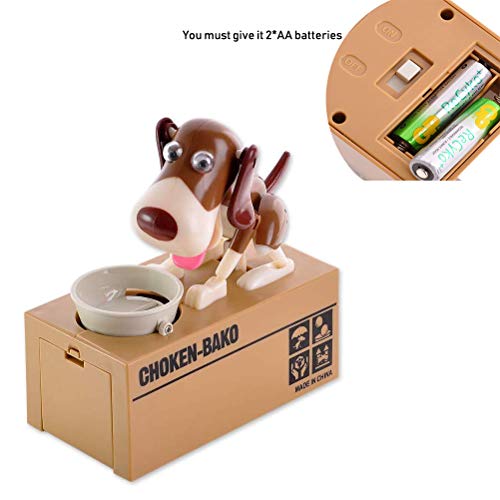 MUCHEN SHOP Perro Caja de Ahorro de Dinero,Divertida Hucha de Perro Perro Hambriento Caja de Ahorro de Dinero Piggybox Hungry Dog Piggy Bank Caja de Ahorro Juguete para Niños Marrón Blanco