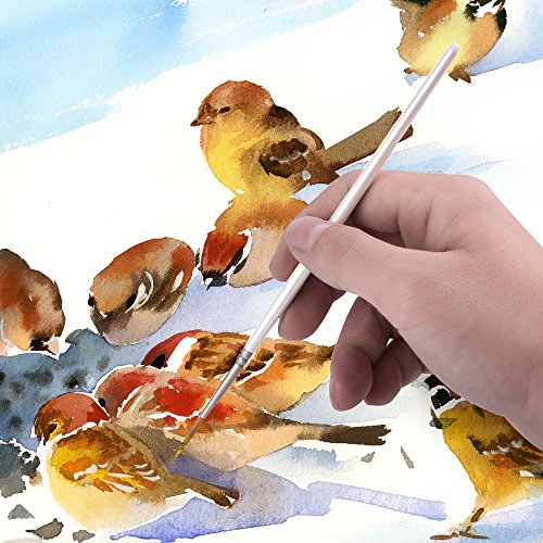 Mudder Juego de Pinceles de Detalles de Miniatura Cepillos para Pintura de Arte, 12 Piezas, Blanco