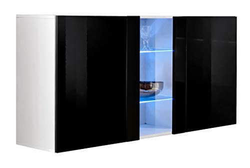 muebles bonitos – Aparador Colgante de diseño Salve en Color Blanco con Negro