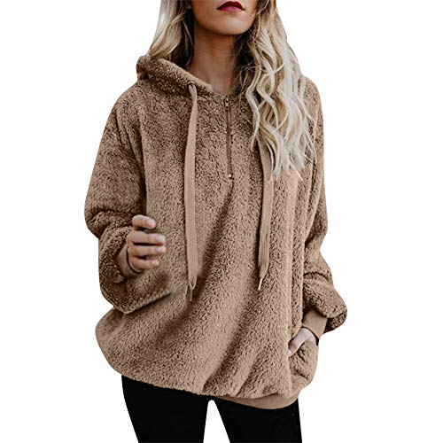 Mujer Sudadera Caliente y Esponjoso Tops Chaqueta Suéter Abrigo Jersey Mujer Otoño-Invierno Talla Grande Hoodie Sudadera con Capucha riou