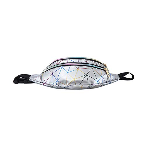 Mujeres de Moda Riñoneras Deportivas, Morbuy Impermeables Plegable Brillante Holograma Bolsas de Cintura Bolsillos de Cremallera Correa Ajustable para Running Fiestas (30 * 10 * 15,Negro)