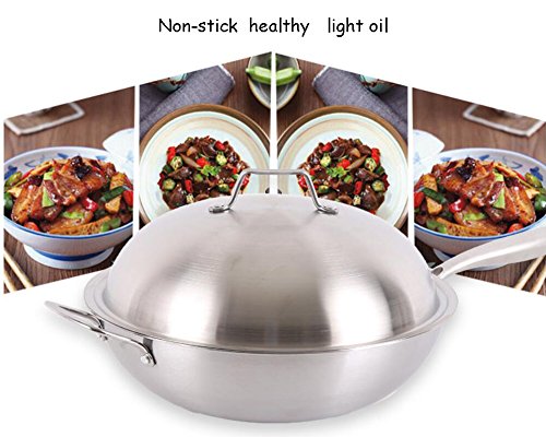 Multifuncional Wok Non-smoking Pan antiadherente de acero inoxidable sin revestir Multi-función acolchada Wok regalo del día de la madre