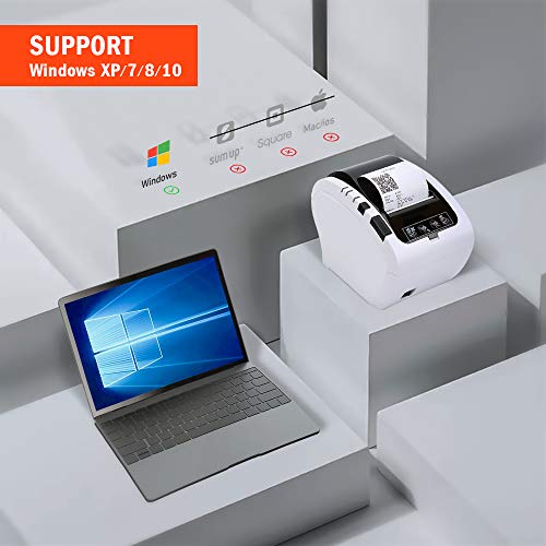 MUNBYN Impresora de Ticket Térmica USB, Impresora de Recibos 80mm, Ticketera Velocidad 300mm/s ESC/POS Compatible con Android/Windows, Blanca