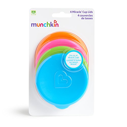 Munchkin - Tapas para los Vasos Miracle, adaptable a todos los estilos de Vasos Miracle, Multicolores, pack de 4