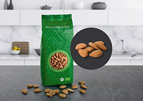 Mundo Feliz - Almendras ecológicas enteras, 2 bolsas de 500 g