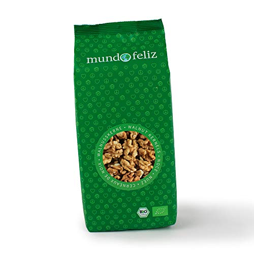 Mundo Feliz - Nueces orgánicas partidas por la mitad, 3 bolsas de 300 g