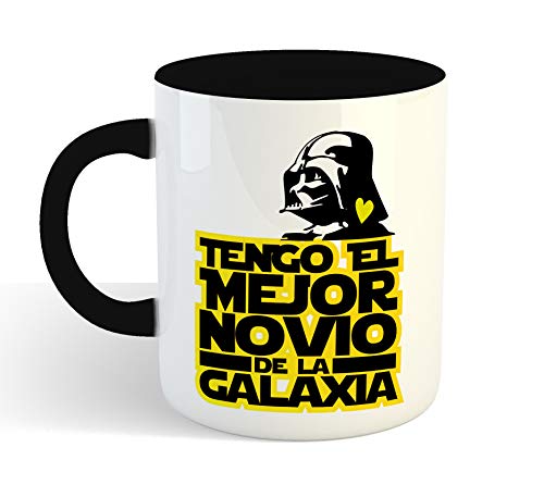 Muy Chulo Taza cerámica Tengo el Mejor Novio de la Galaxia (Negra)