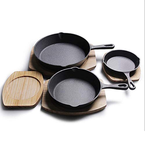 MUYEY 14CM / 16CM / 20CM / 26CM de Sartenes de Hierro Fundido sin revestir Tortilla Grill Steak sartén Antiadherente Pancake planchas crisol de cocinar,16cm