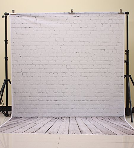 Muzi Photography blanco pared de ladrillo con piso de madera fondo para estudio fotográfico para Studio Props 150 x 220 cm D-2504